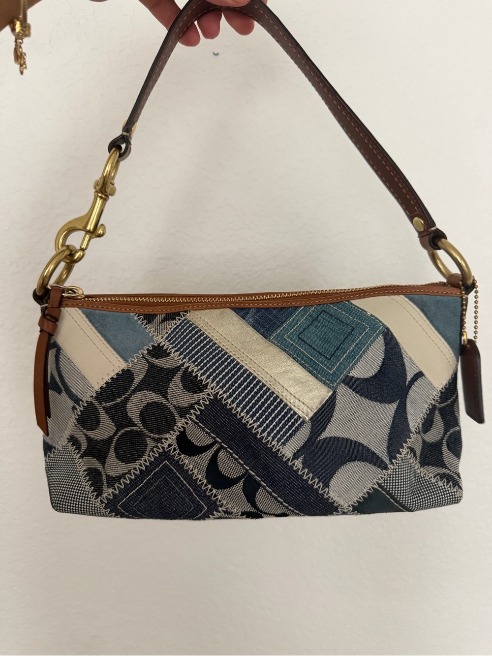 Y2K coach denim blue patchwork shoulder bag